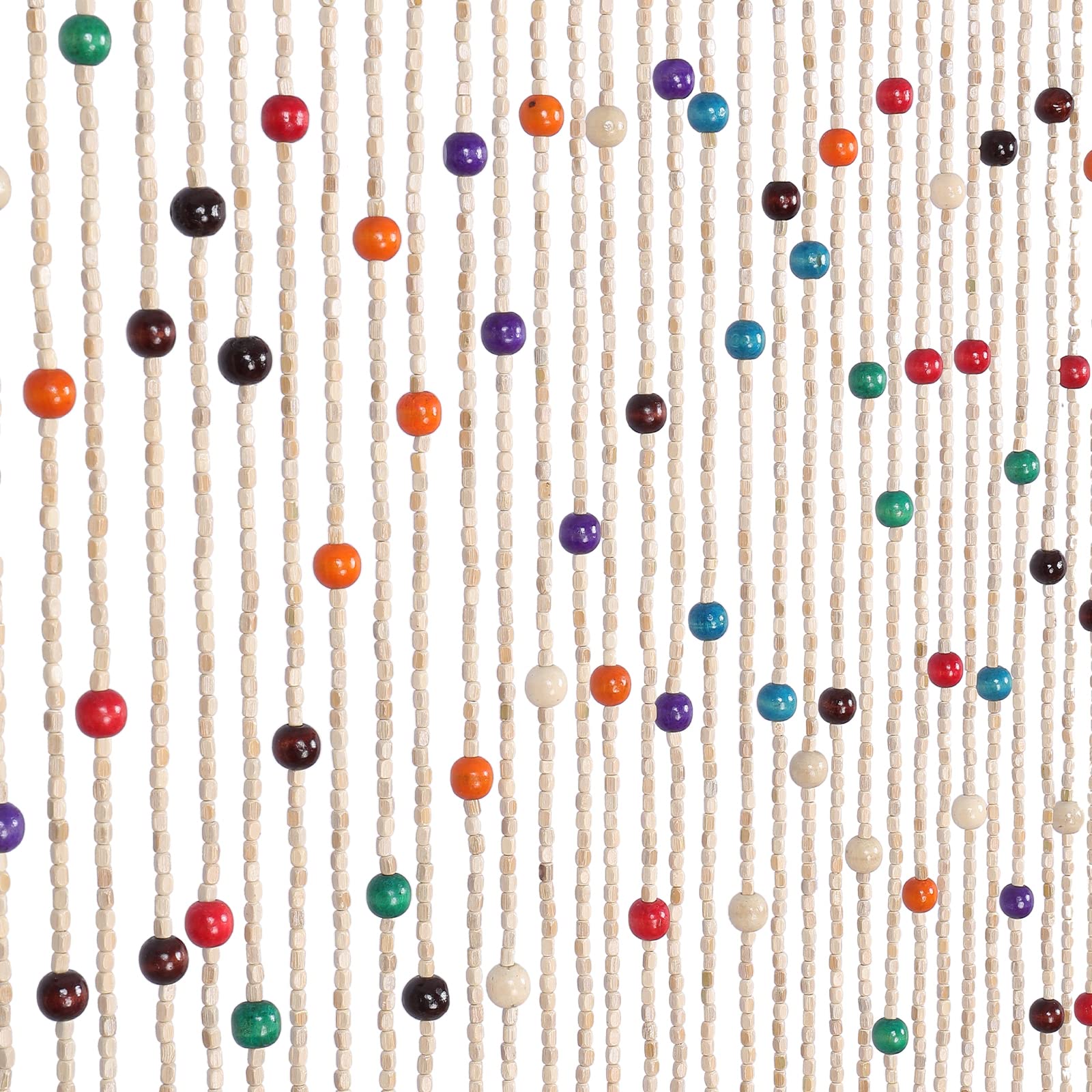Colorful Bamboo Wood Beaded Curtain 35.5x75 Inch 38 Strands