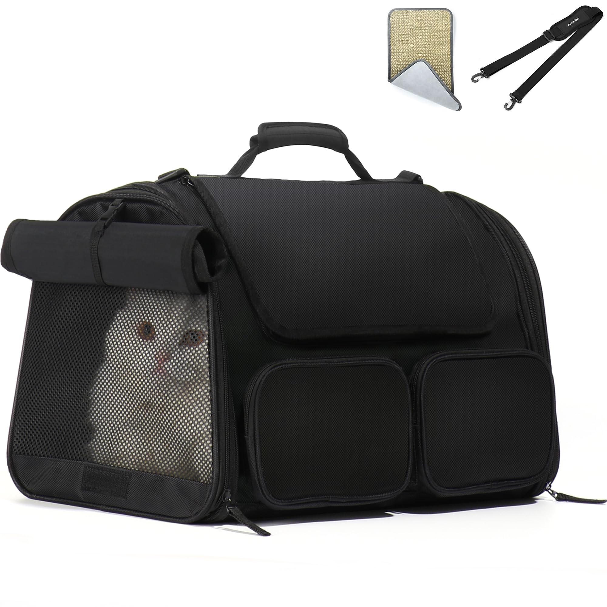 Open-Box New FUKUMARU Airline Approved Soft-Sided Pet Carrier w 4 Mesh Windows 15 lb Retail $32.00