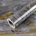 Grey and Gold Glossy Marble Peel and Stick Wallpaper 23.6 x 472.4 for Countertops $59.25
