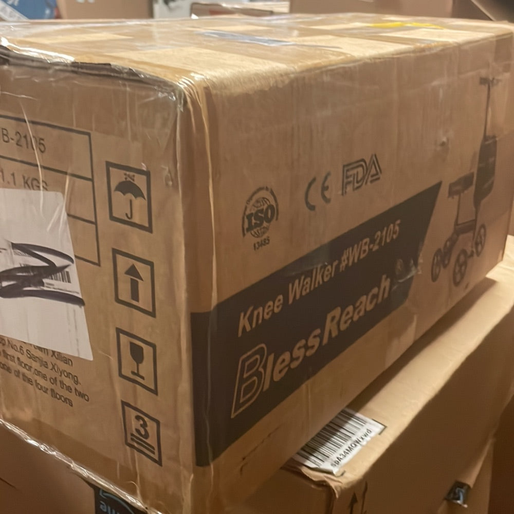 Open-Box New BlessReach Steerable Knee Scooter with 300 lbs Support - Blue Knee Walker Retail $99.00