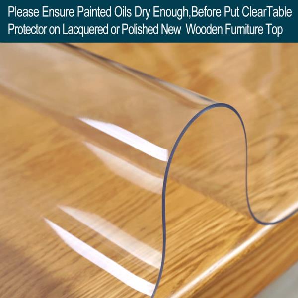 Clear PVC Table Protector Cover 1.5mm Thick 54x72 Inch Rectangle Tablepad