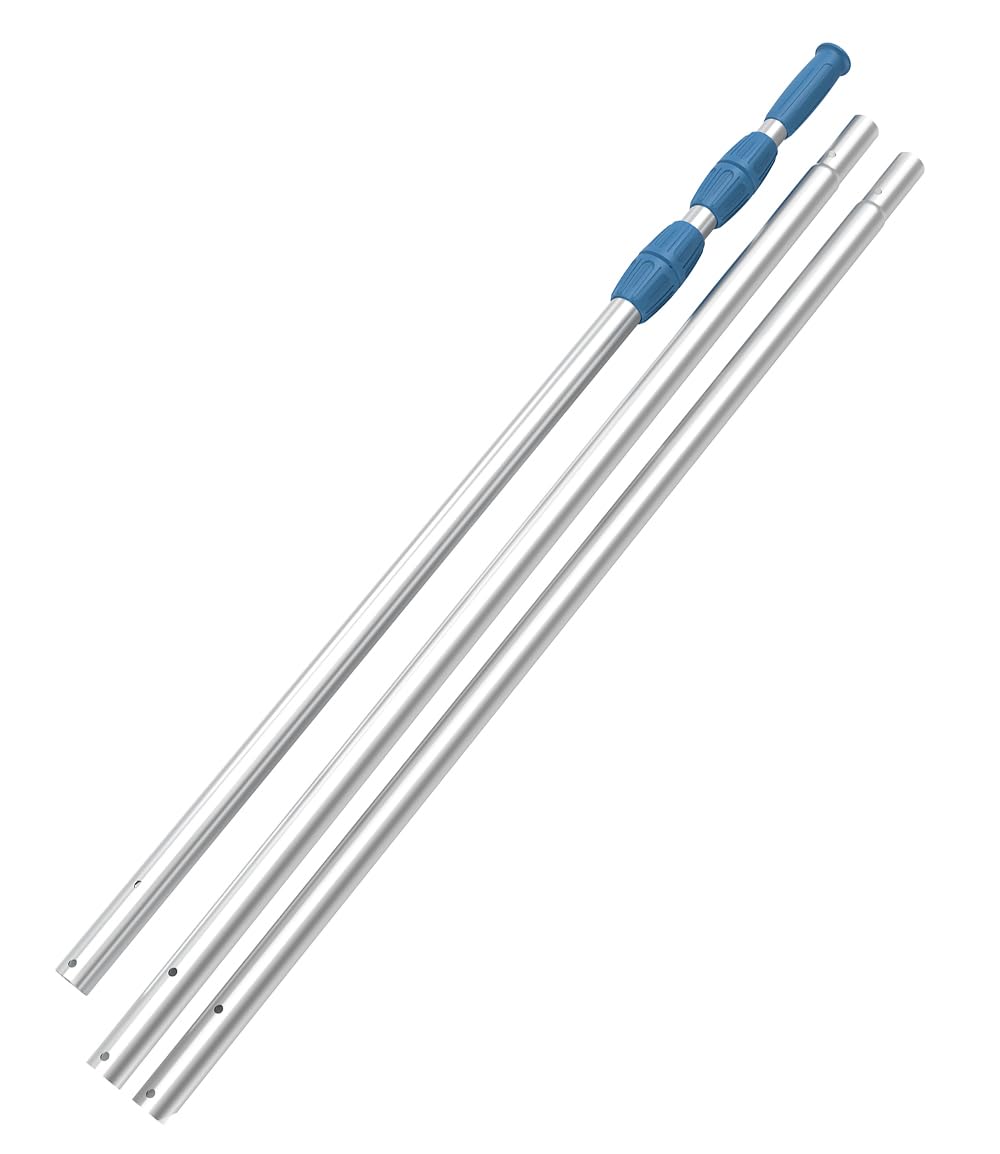 Professional 15ft Telescopic Aluminum Swimming Pool Pole Adjustable 3.4-15ft SilverBlue