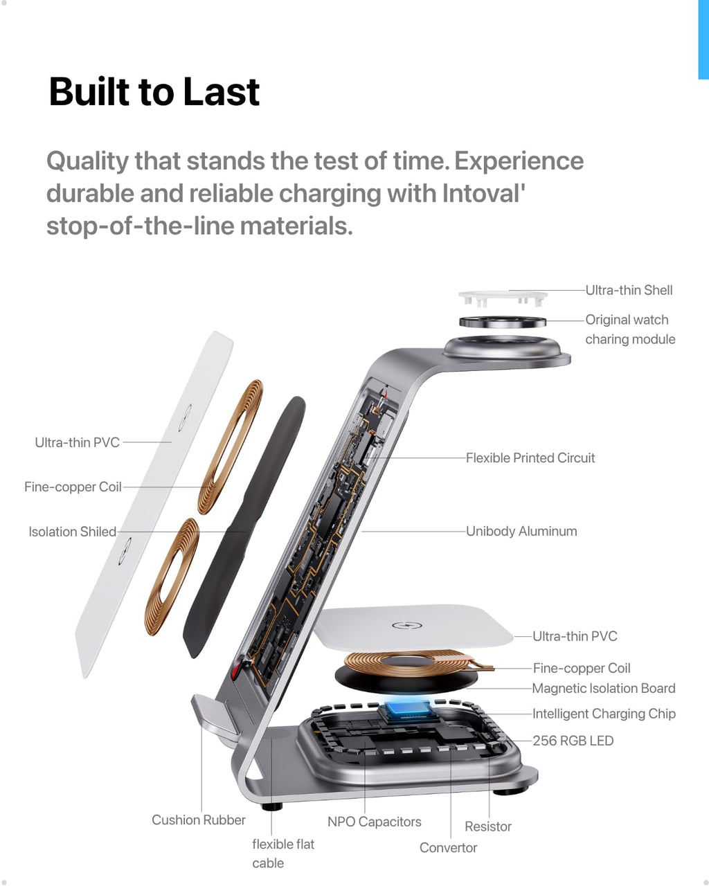 Aluminum 3 in 1 Wireless Charging Station for iPhone Apple Watch AirPods Silver Retail $37.00