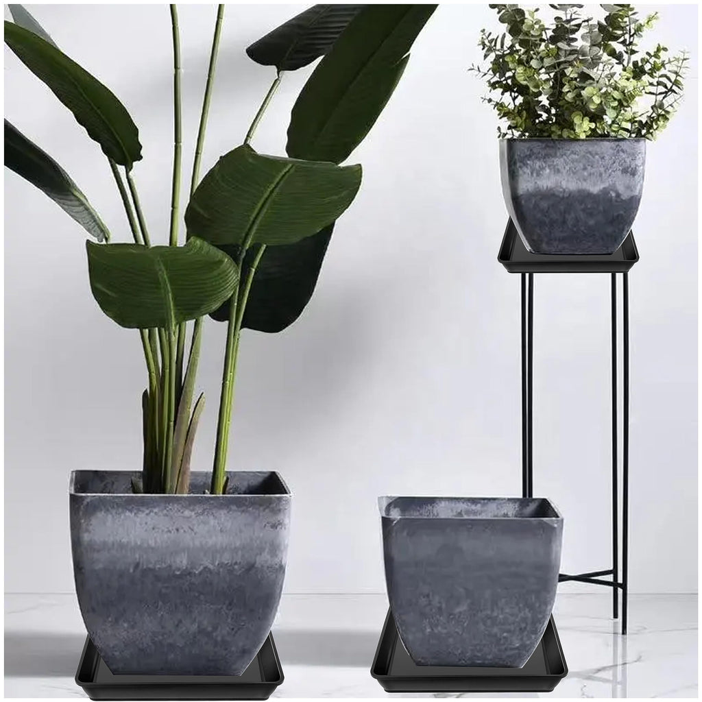 LWALRS Square Plant Saucer 18 Inch 2 Pack, Plastic Plant Saucer, Garden Large Deep Plant Trays for Pots, Heavy Duty Plant Pot Saucers, Planters for Indoors and Outdoors Plants Black. Retail $39.00