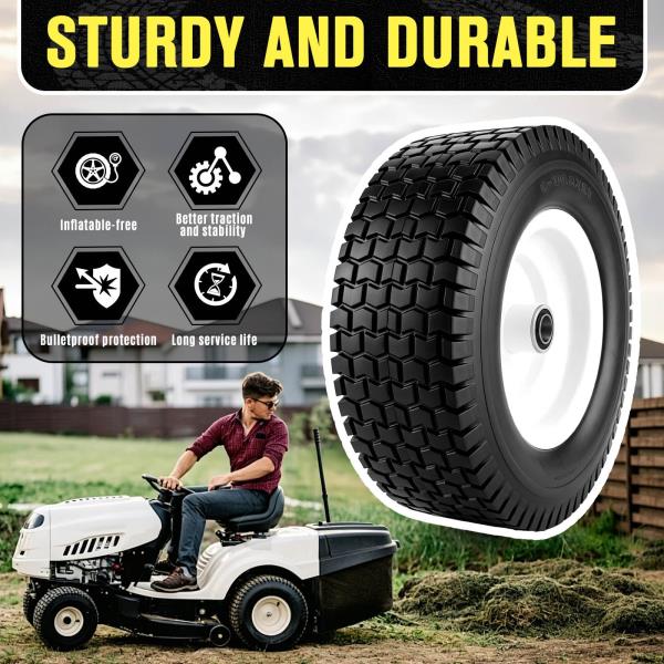 x5.00-6 Flat Free Tire and Wheel Assembly with 34  58 Bearings