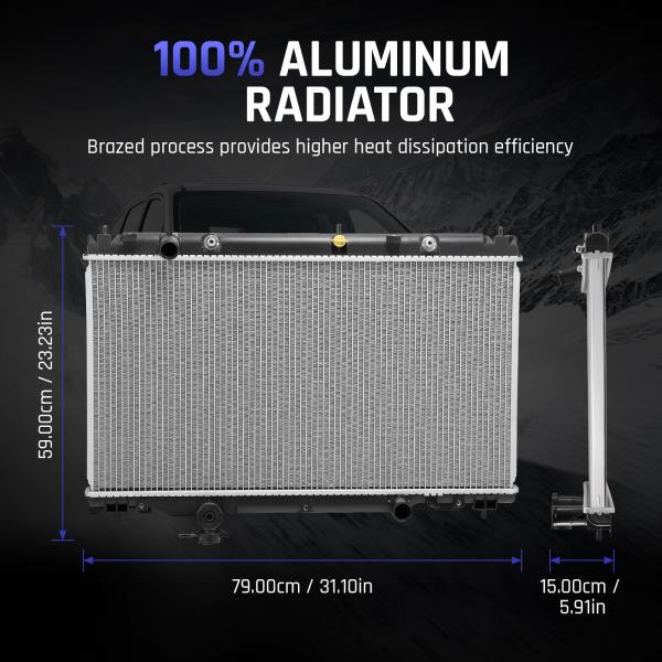 SPELAB CU2436 Radiator Replacement - Compatible with Toyota Camry 2002-2006 2.4L, Solara 2004-2008 - Replaces # DPI2436, 2436