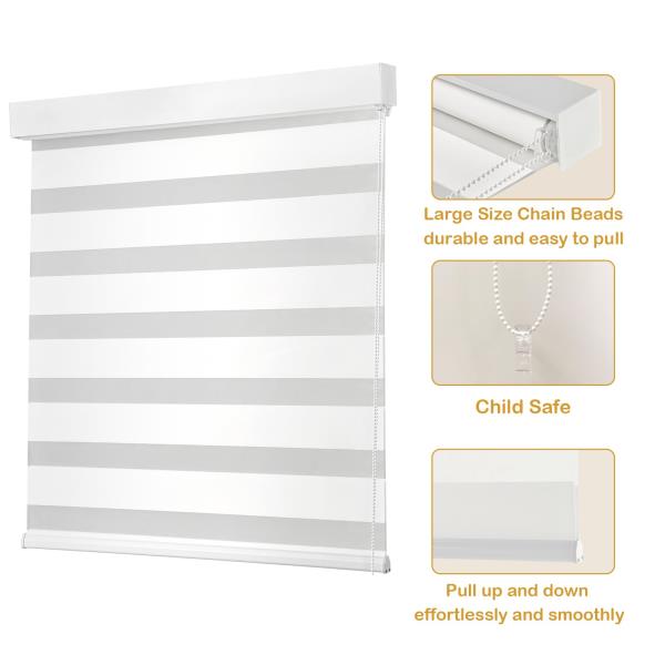 Zebra Roller Shades 36W x 72H White Dual-Layer Light Control Retail $49.00