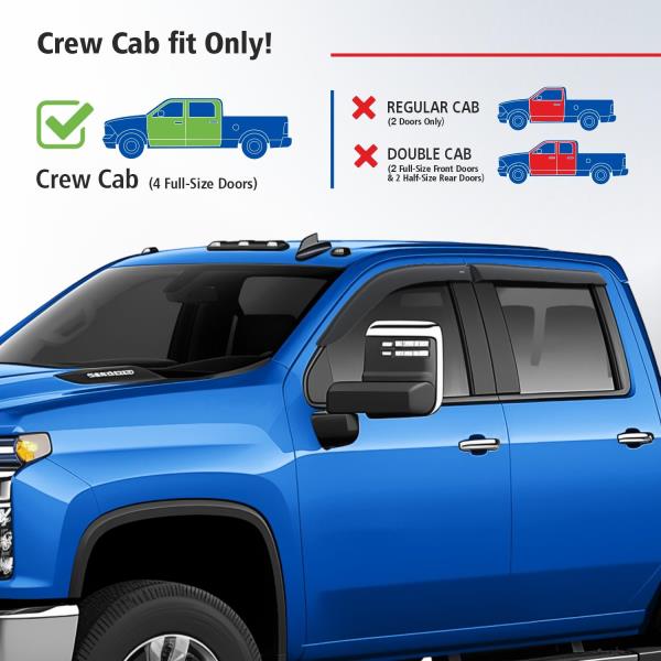 Goodyear Window Deflectors for Chevy SilveradoGMC Sierra 2500HD 3500HD 2020-2026 Crew Cab 4 pcs. Retail $99.00