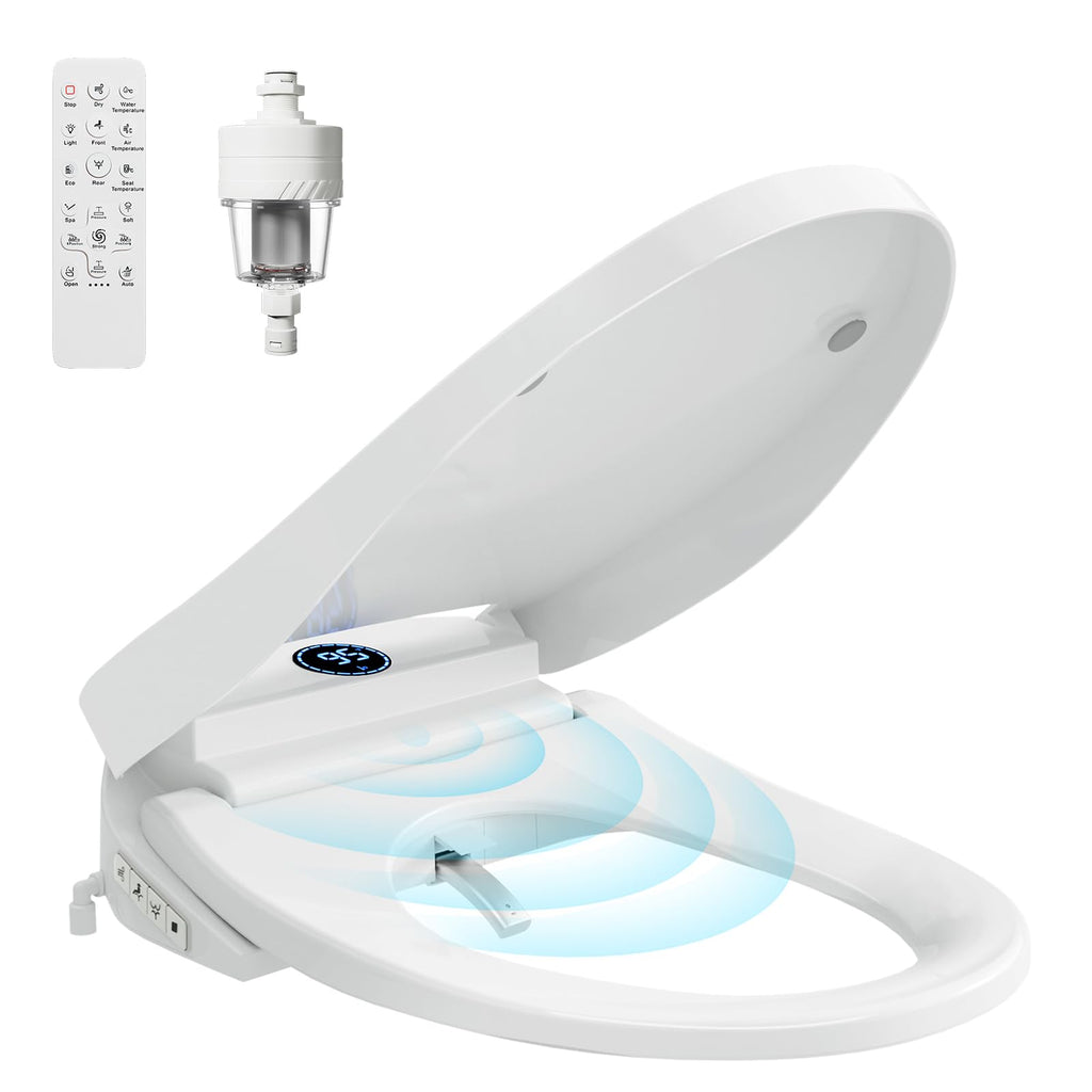 White Auto OpenClose Heated Bidet Seat with Warm Water  Dryer