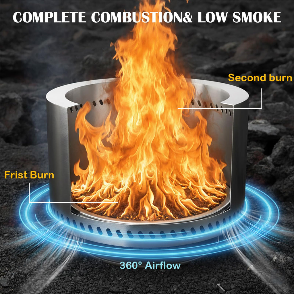 Open-Box New Vivagarden 19.5 Smokeless Wood Burning Fire Pit with Carry Bag Retail $85.00