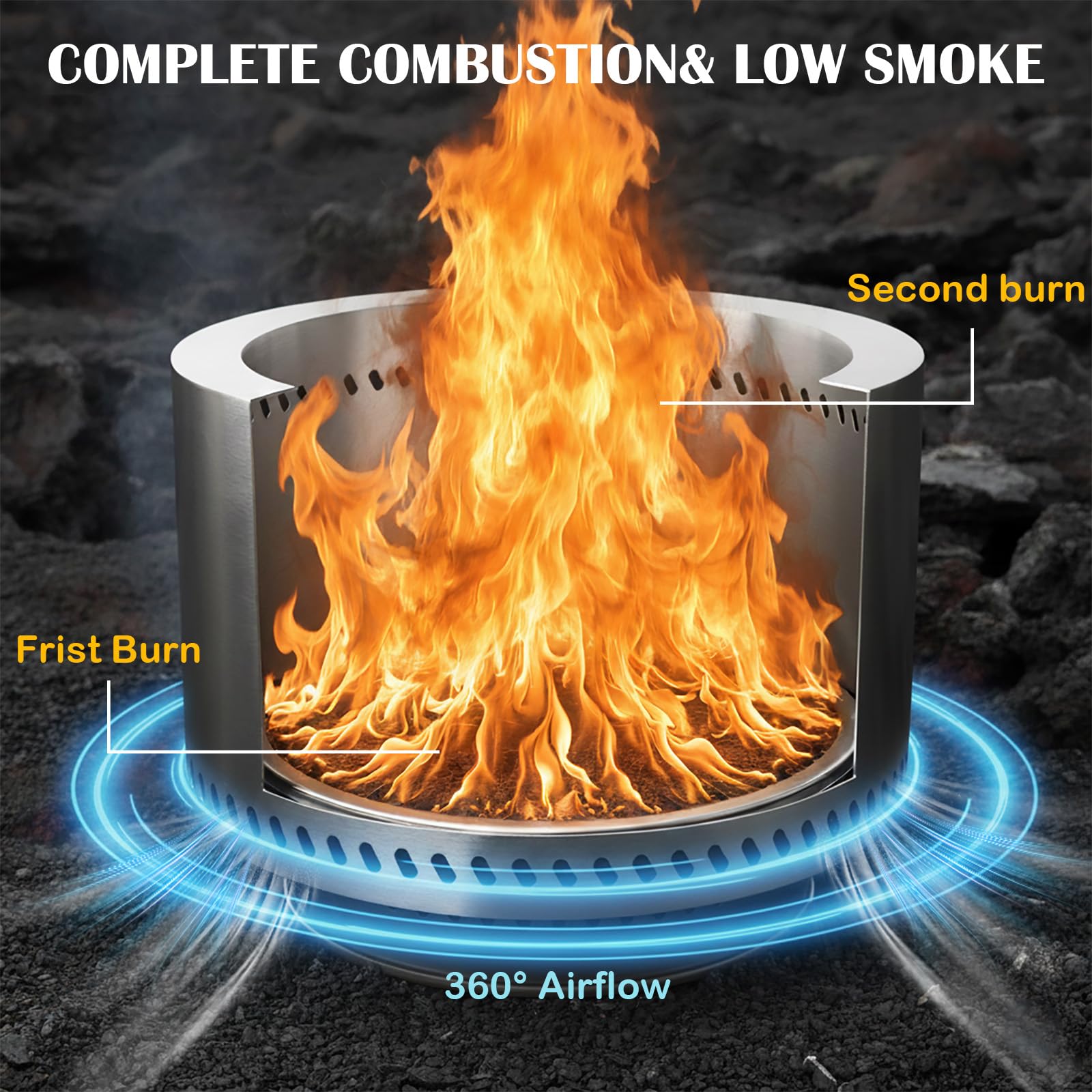 Open-Box New Vivagarden 19.5 Smokeless Wood Burning Fire Pit with Carry Bag Retail $85.00