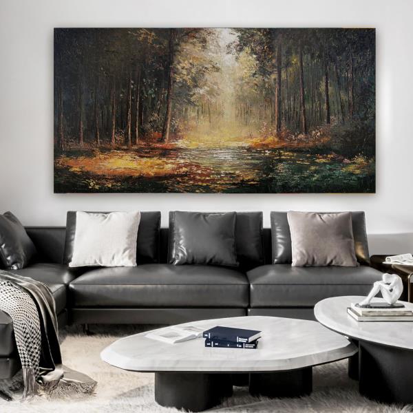 Large Canvas Wall Art Yellow Forest Landscape 29x58