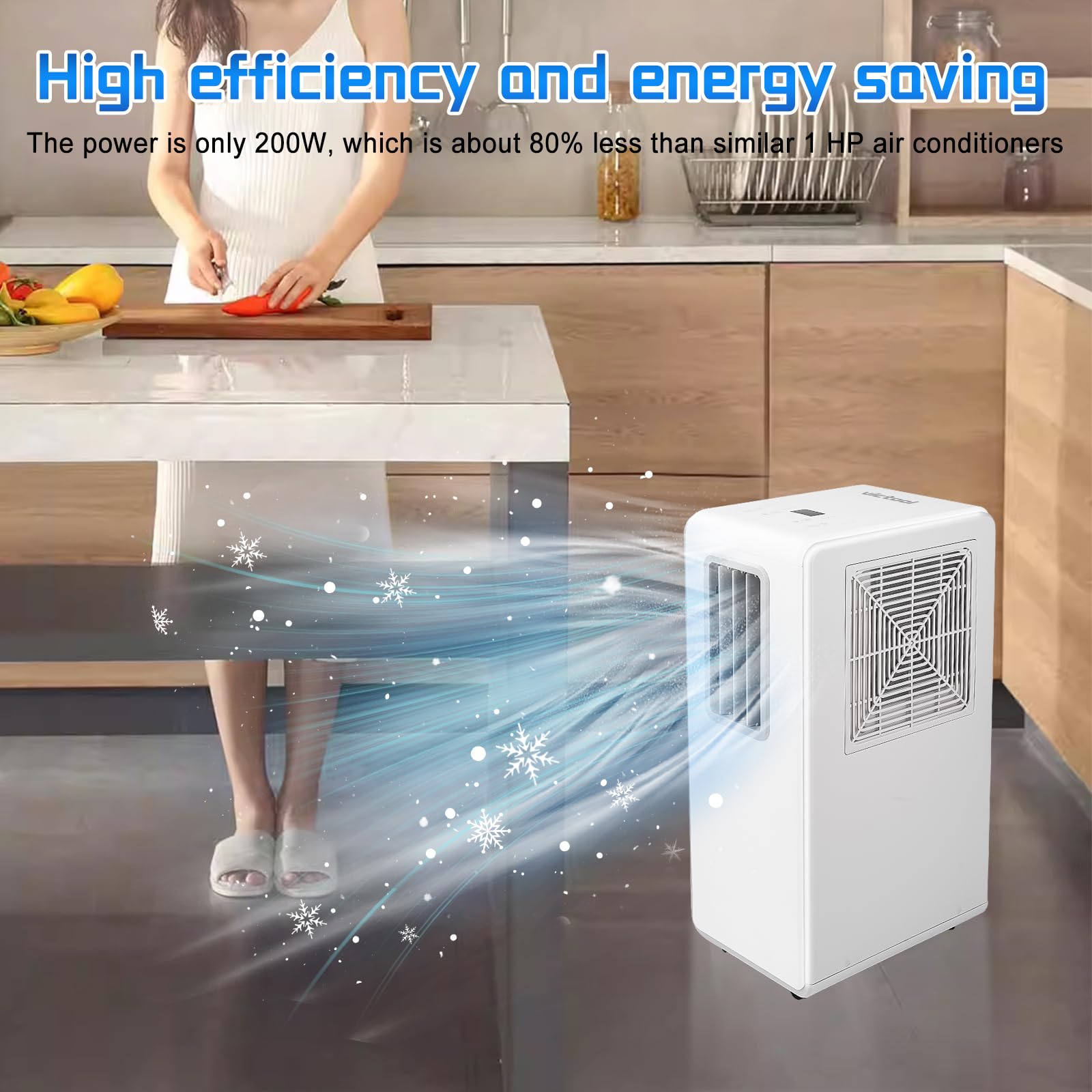 BTU Portable Air Conditioner Cools 110 Sq Ft Quiet White