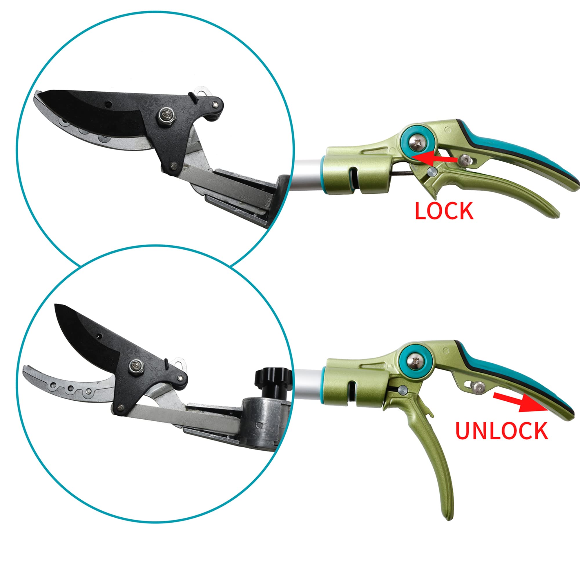 Garden Telescopic Pole Pruner 3.67-5.45 FT Extendable with Cut  Hold - Silver