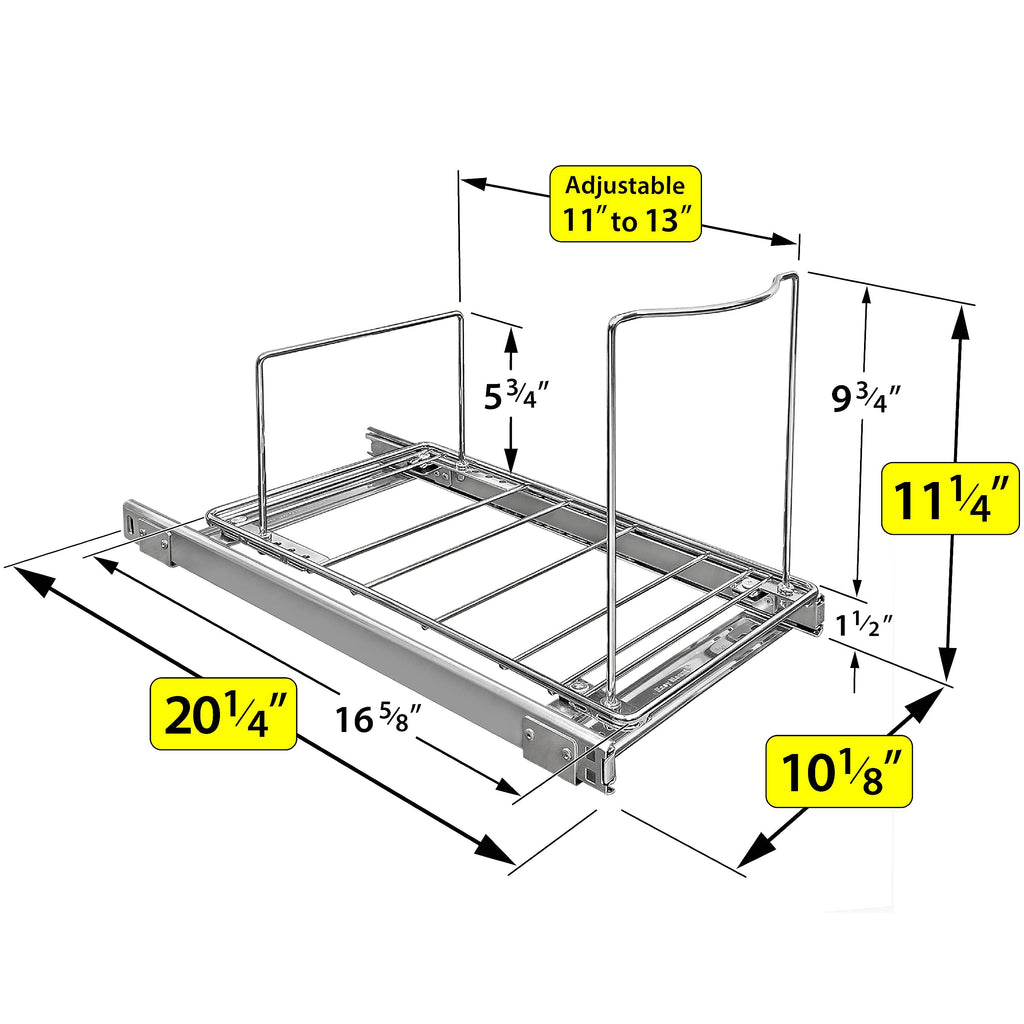 Heavy Duty Pull-Out Trash Can Sliding Cabinet Organizer - Chrome