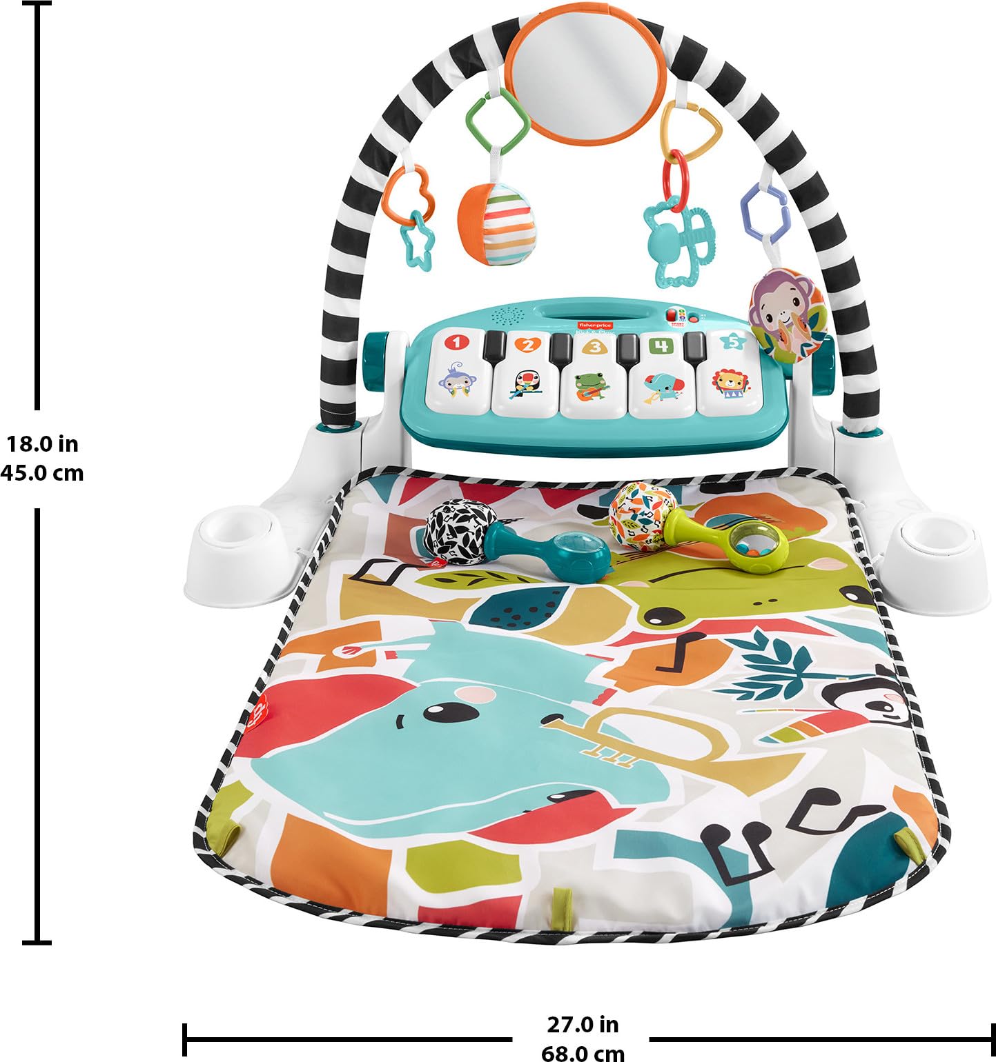 New As-Is Fisher-Price Glow  Grow Kick  Play Piano Gym Blue Playmat w Maracas 0 Months Retail $84.00