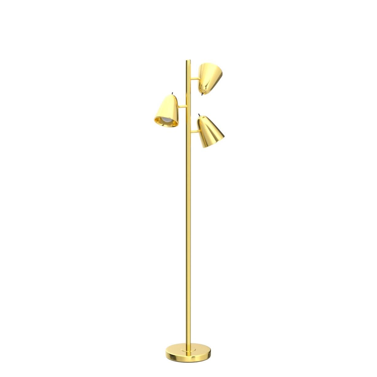 Brushed Gold Tree Floor Lamp with 3 Light Bulbs Standing Tall Pole Lamp 3 Adjustable Arms Retail $61.00