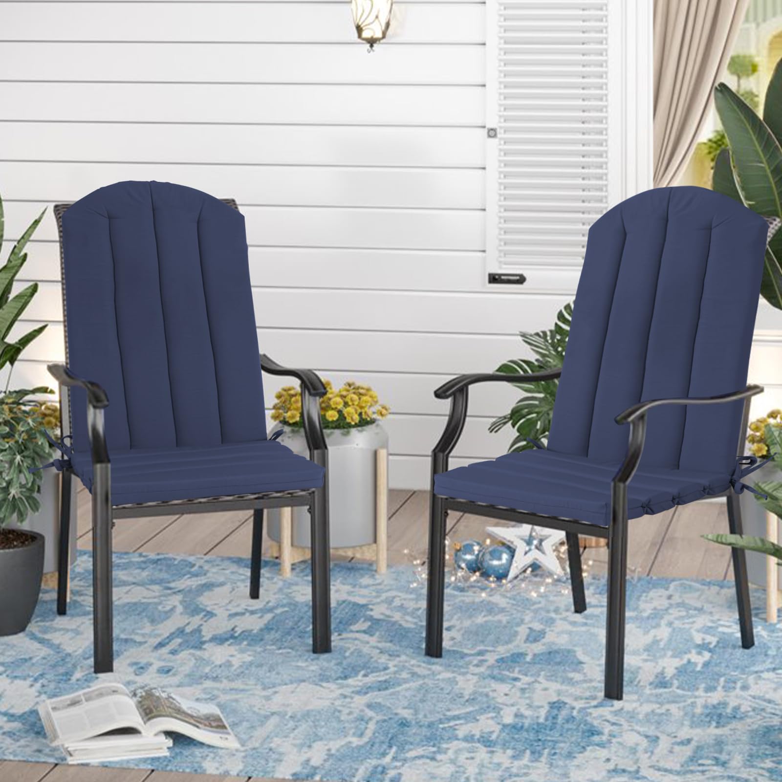 Adirondack Chair Cushion Set of 2 19.7x18.9x1.5 Inch Navy $42.00