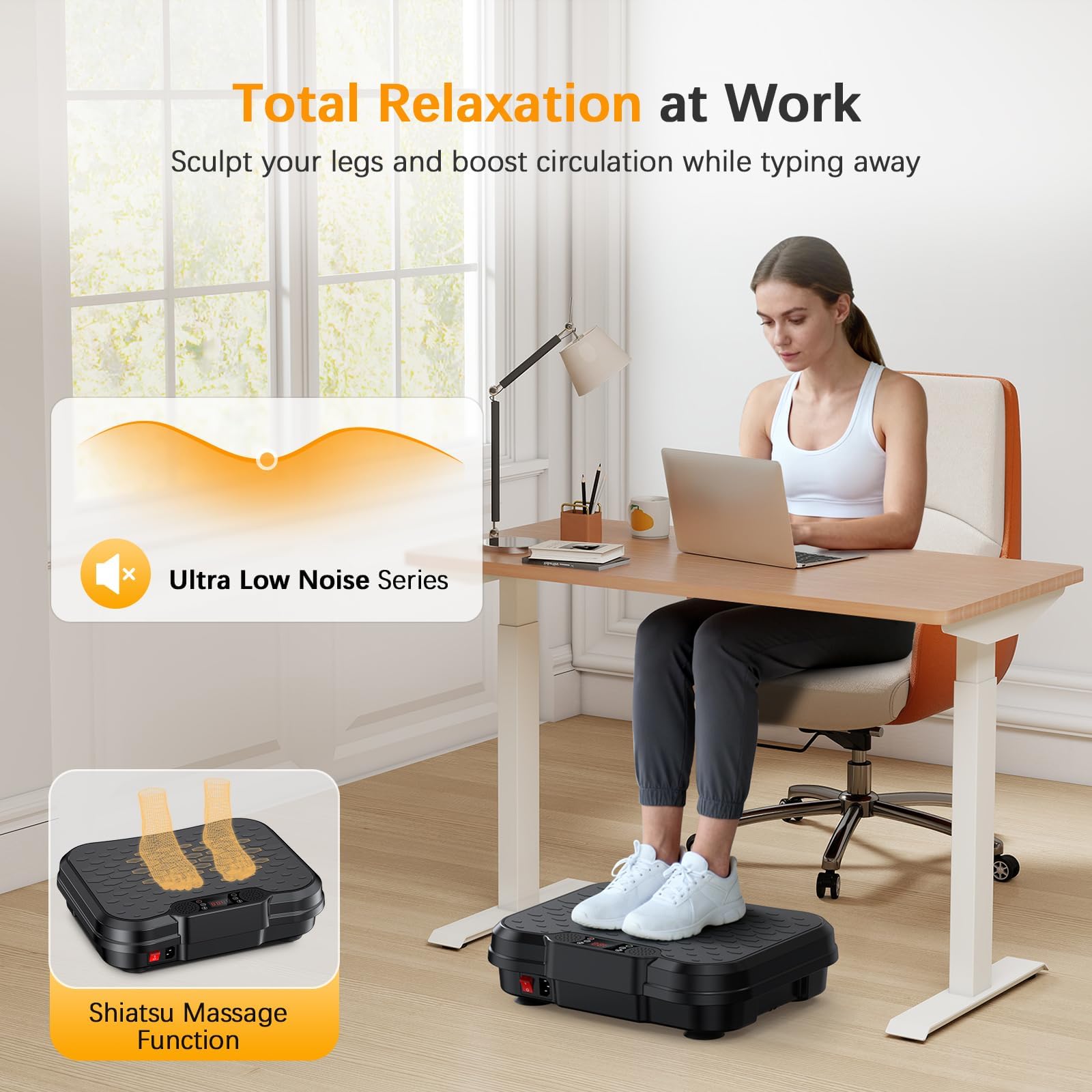 Black Vibration Plate Exercise Machine 250 Speeds 500 lbs Capacity Full Body Workout