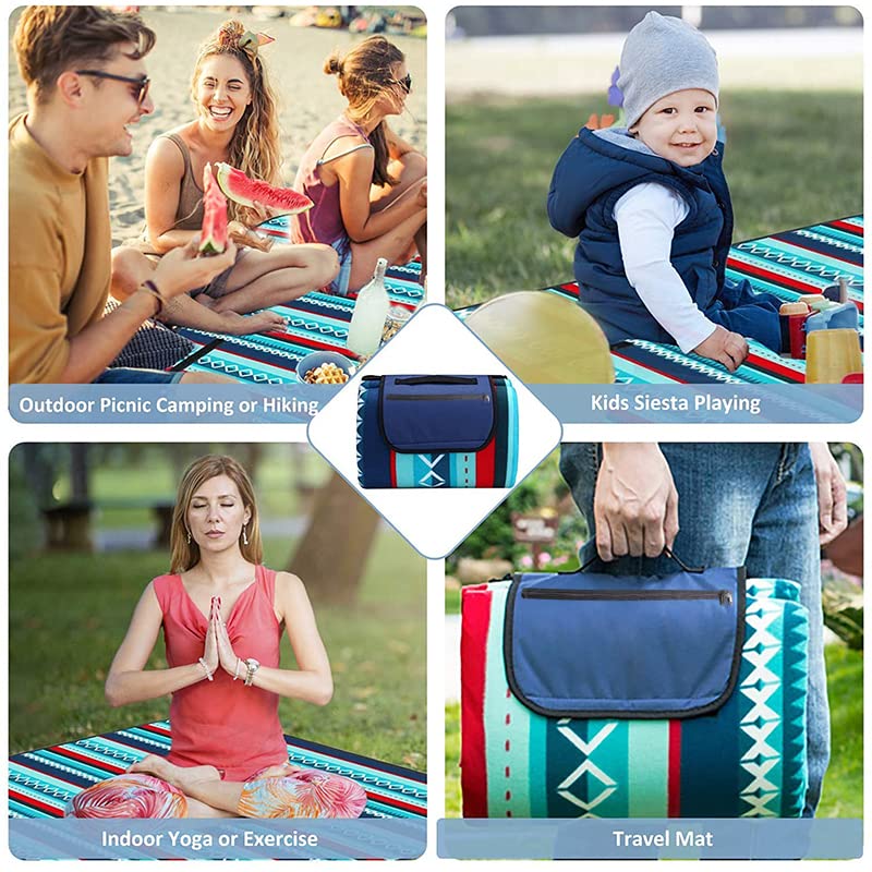 Extra Large 3-Layered Waterproof Sandproof Picnic Outdoor Blanket 79x79 inch