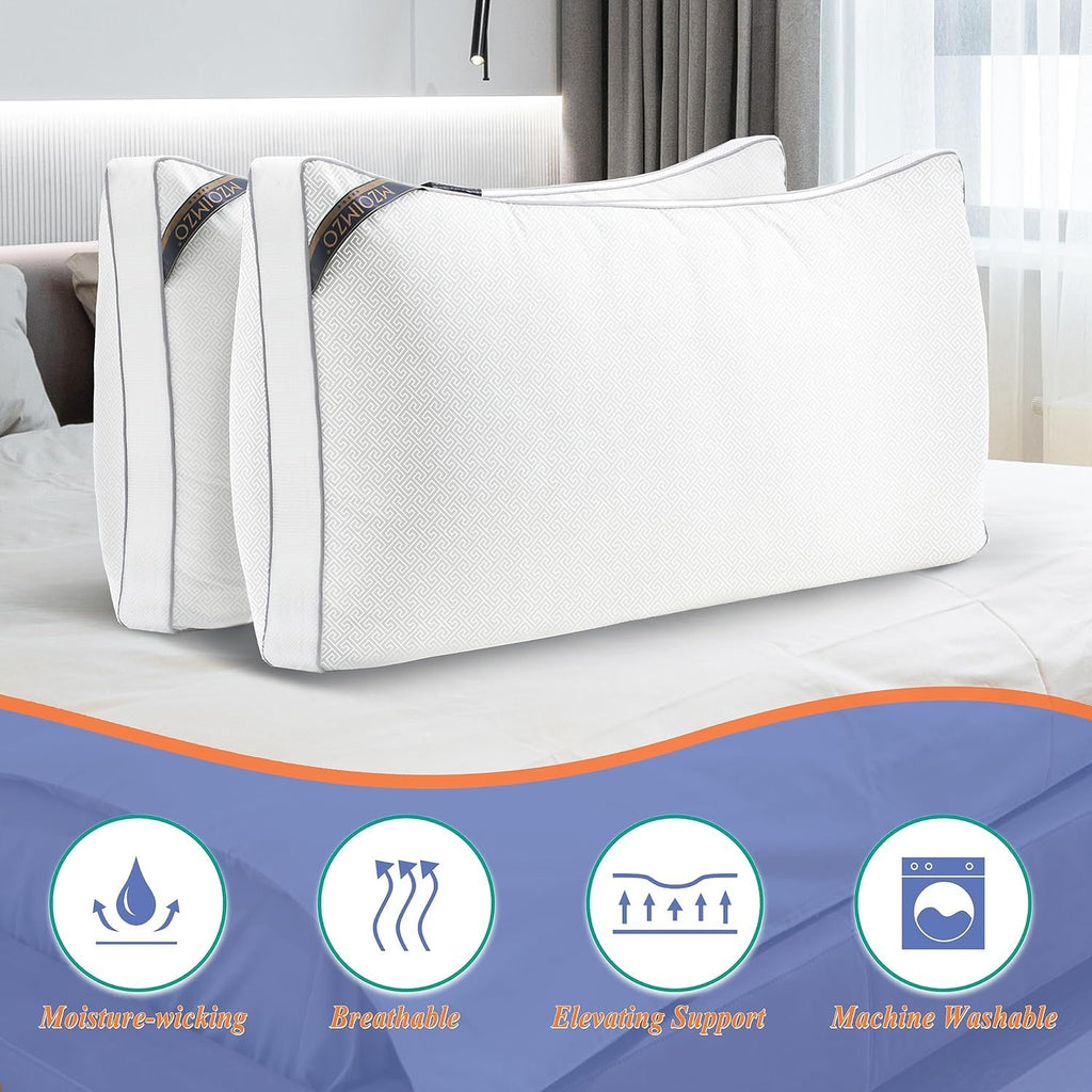Open-Box New MZOIMZO Hotel Collection Bed Pillows Set of 2 with Cooling Mesh  Down Alt Fill Retail $29.00