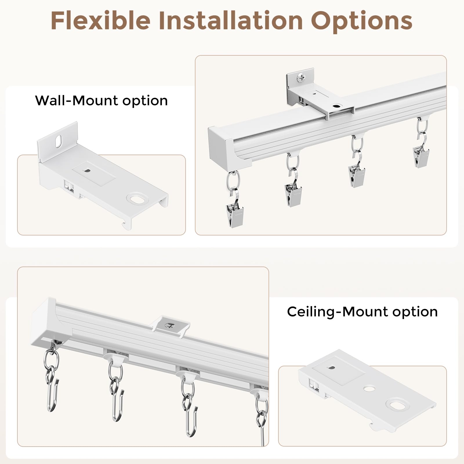 New hei dear Heavy Duty 6-9ft White CeilingWall Mount Curtain Track System Retail $39.00