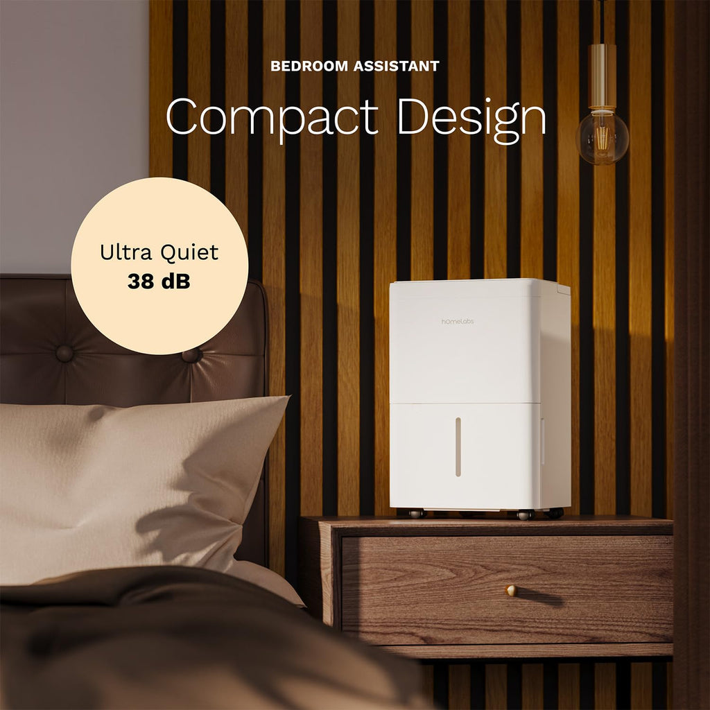 White Ultra Quiet Compact Wi-Fi Dehumidifier 8 Pint for 1800 Sq Ft
