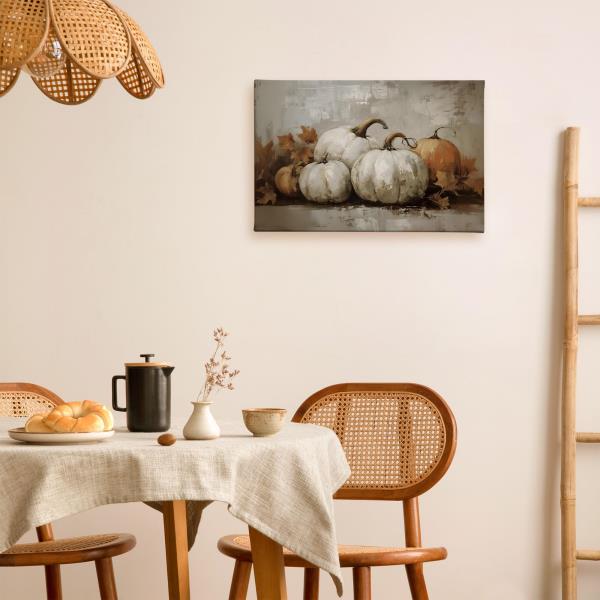 TLESKE Fall Pumpkin Rustic Farmhouse Wall Art Decor 16x24 (White-02) Retail $26.00