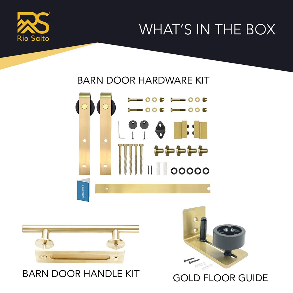 ft Adjustable Sliding Barn Door Hardware Kit Brushed Brass Finish $141.75