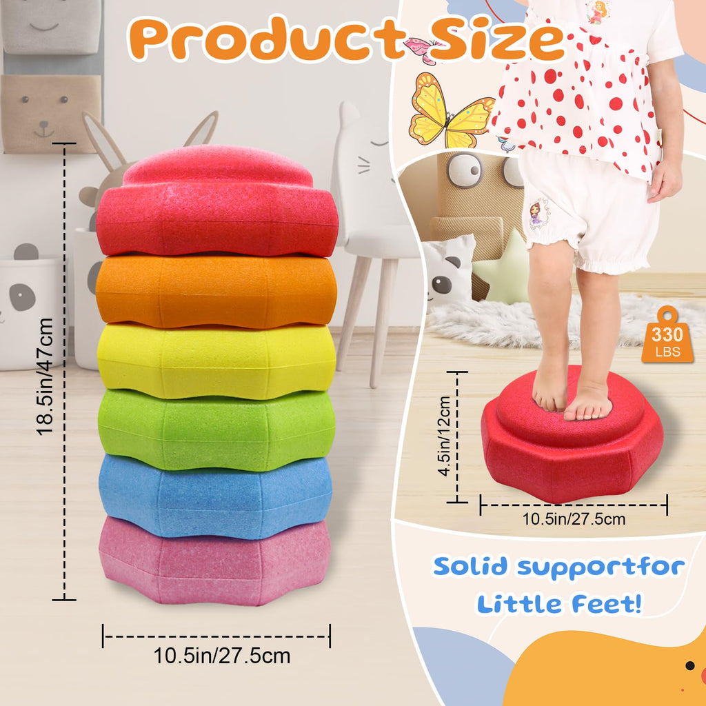 New As-Is joybond 6-Pc. EPP Balance Sensory Stepping Stones - Pastel Rainbow Retail $71.00