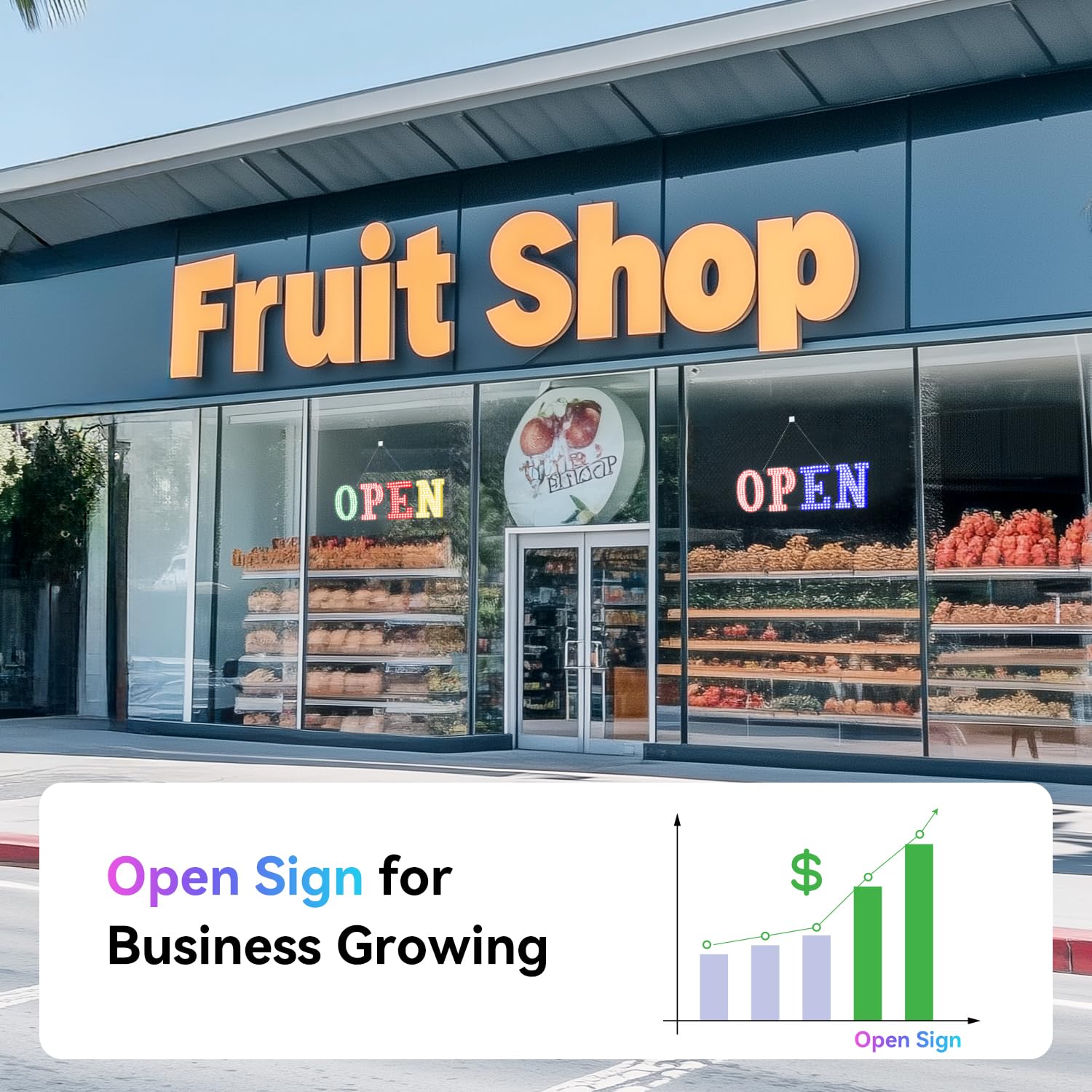LED Open Sign for Business 48x16 Multi-Color with Smart App  Remote Control