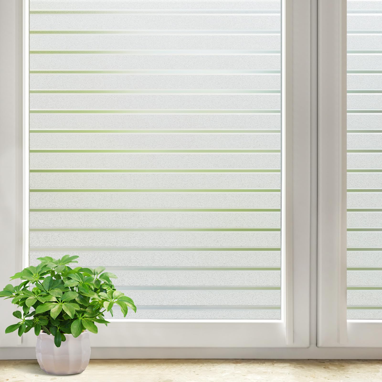 Frosted Glass Window Film Static Cling Striped Privacy Cover 23.6 x 78.7 Inches $18.00