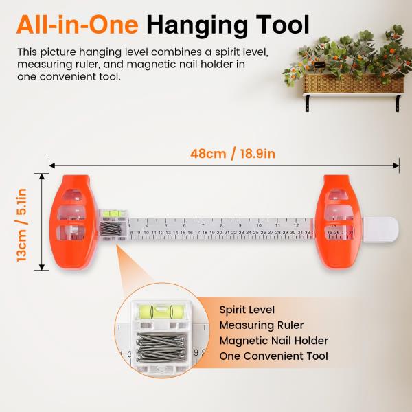 Picture Hanging Tool with Level for Small Frames 15 in 50 Nails