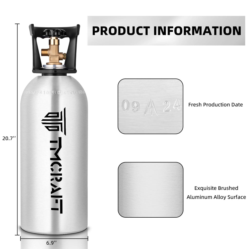 lb CO2 Tank Aluminum Alloy Cylinder with CGA-320 Valve for Kegerator Kit
