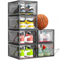 Sturdy Clear Shoe Organizer with Magnetic Door 6-Pack Stackable Storage Box 13.5 x 10.5 x 7.2