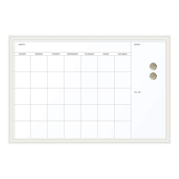 Magnetic Dry Erase Calendar 30 x 20 Inches White Decor Frame