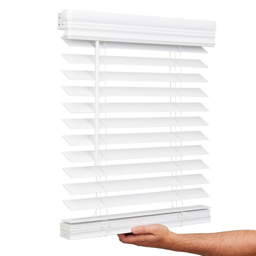 Inch Cordless Faux Wood Blind 33 W x 60 L Bright White $45.75