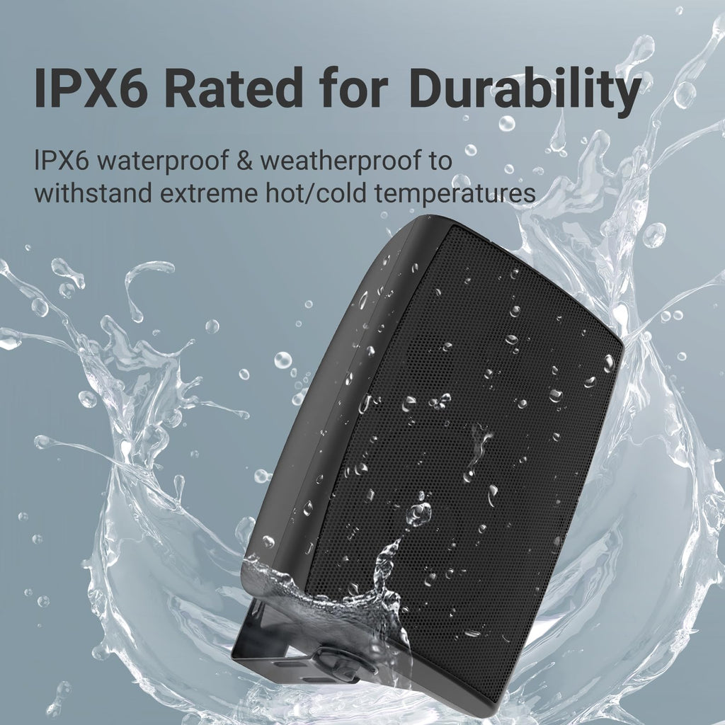 5 Inch Passive Outdoor Waterproof 400W 2-Way Wall Mount Speakers - Black $81.75