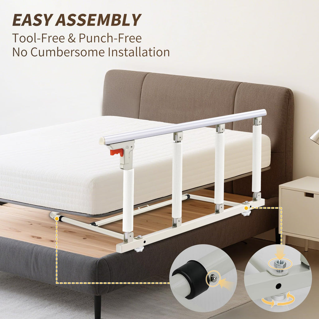 White Folding Bed Assist Safety Rail for Elderly 37L x 20H