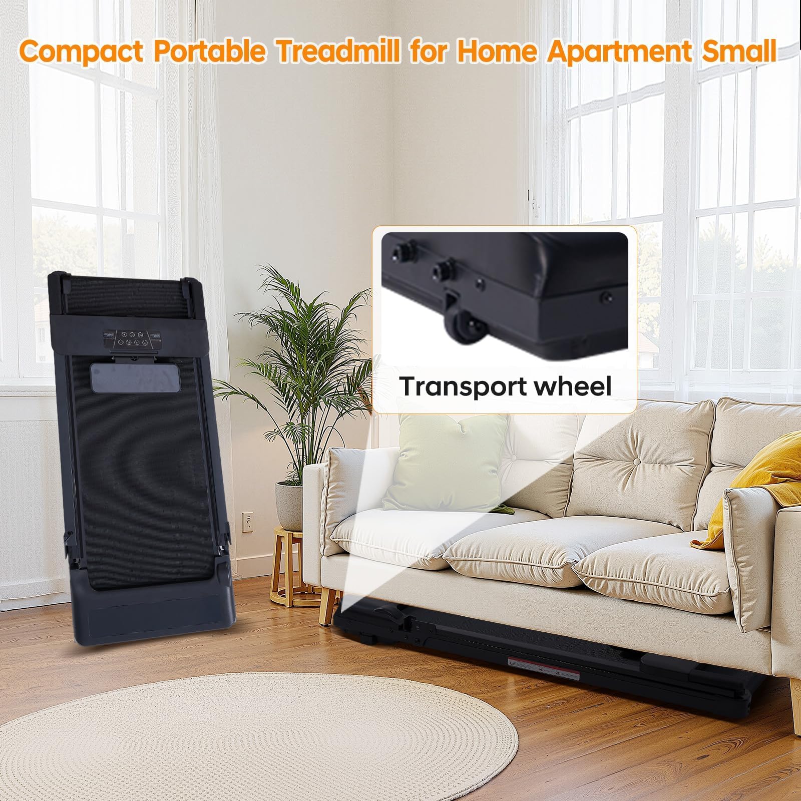 Black Walking Pad Treadmill with Handle Bar  Big Screen 3.5HP Electric 0.6-10MPH 400LBS Retail $139.00