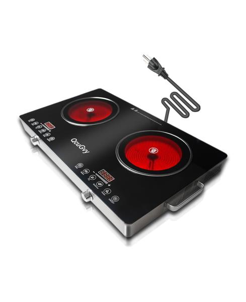 Portable Infrared 2 Burner 3500W Electric Cooktop with Touch Control and 2 Hour Timer