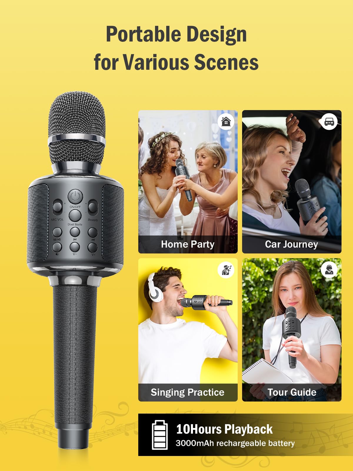Wireless Bluetooth Karaoke Microphone Built-in Speaker 10H Playback Duet Mode Gray Retail $35.00