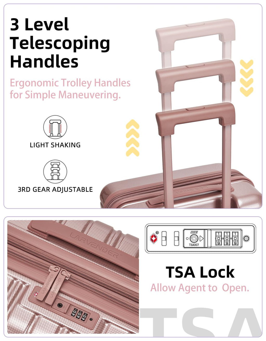 Rose Gold 20 Inch Expandable Hardside Carry On Luggage 22x14x9 with Spinner Wheels TSA Lock Retail $89.00