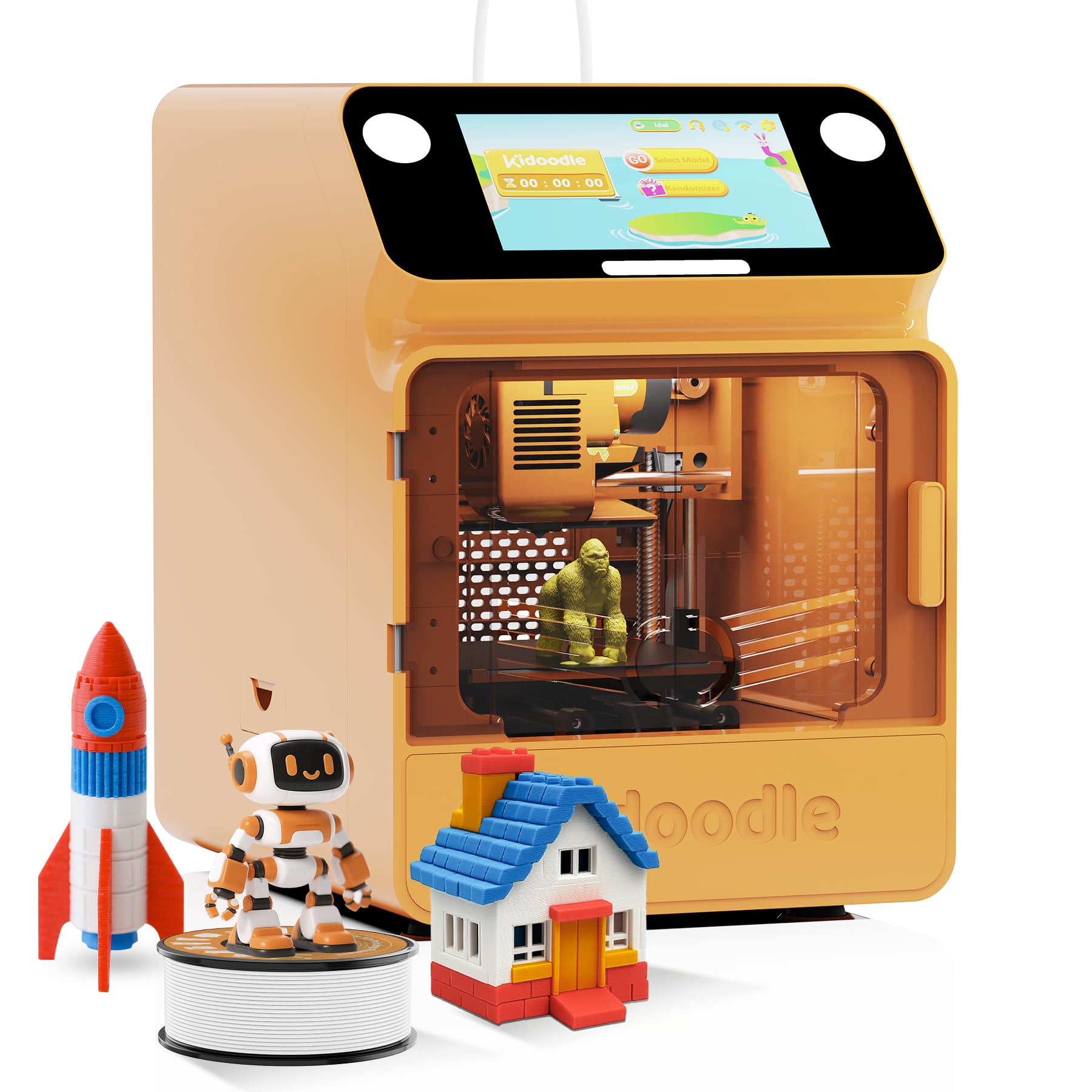 Mini 3D Printer for Kids with Wi-Fi Control 5 Touch Screen  Child-Safe Lock - Orange