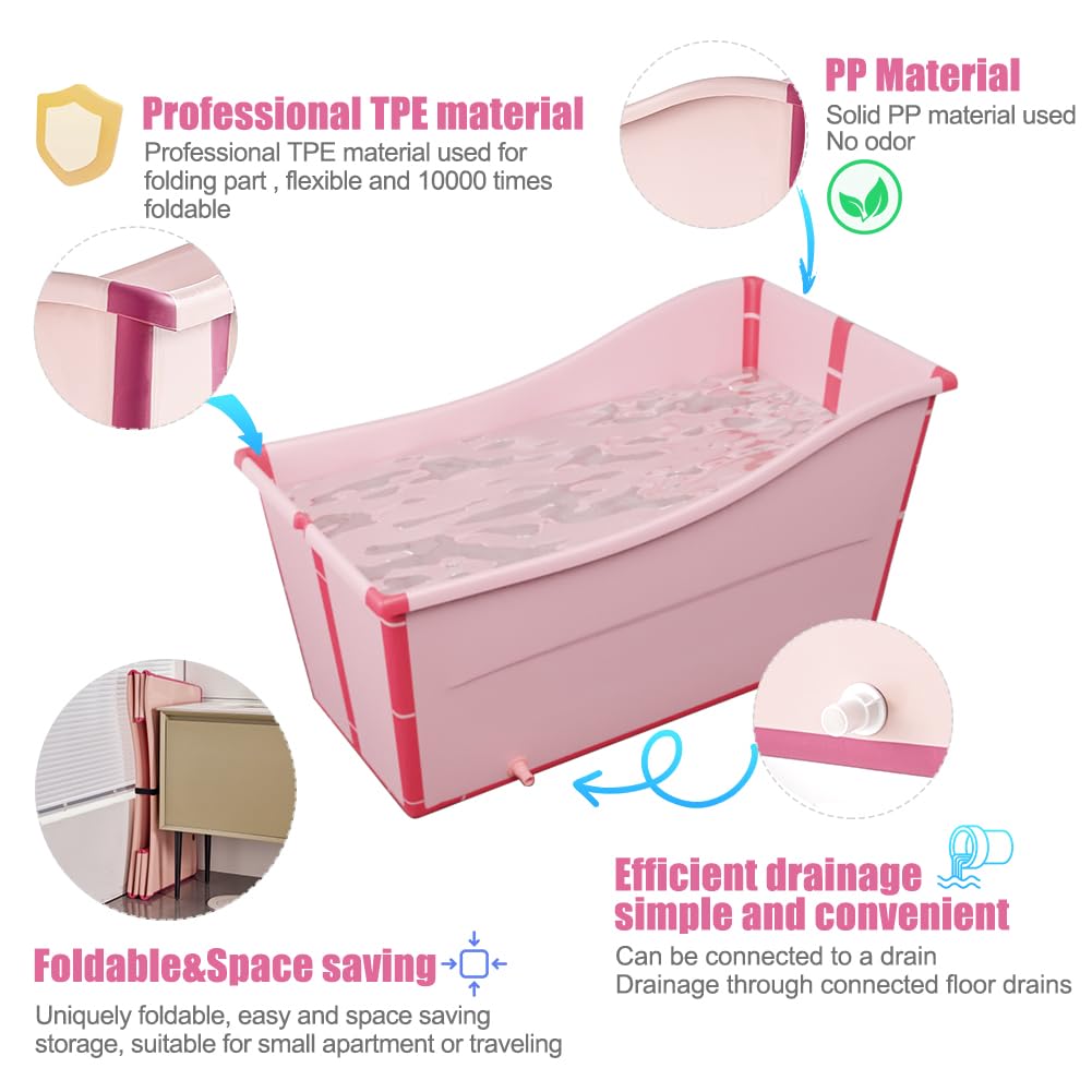 Pink Large Foldable Portable Baby Bathtub