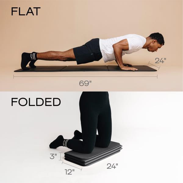 Stakt Foldable Yoga Mat Pro Non-Slip 2-in-1 Fitness Exercise Mat - Black