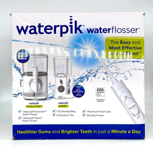 As-Is New Waterpik Evolution  Nano Water Flosser Combo Pack Retail $144.00