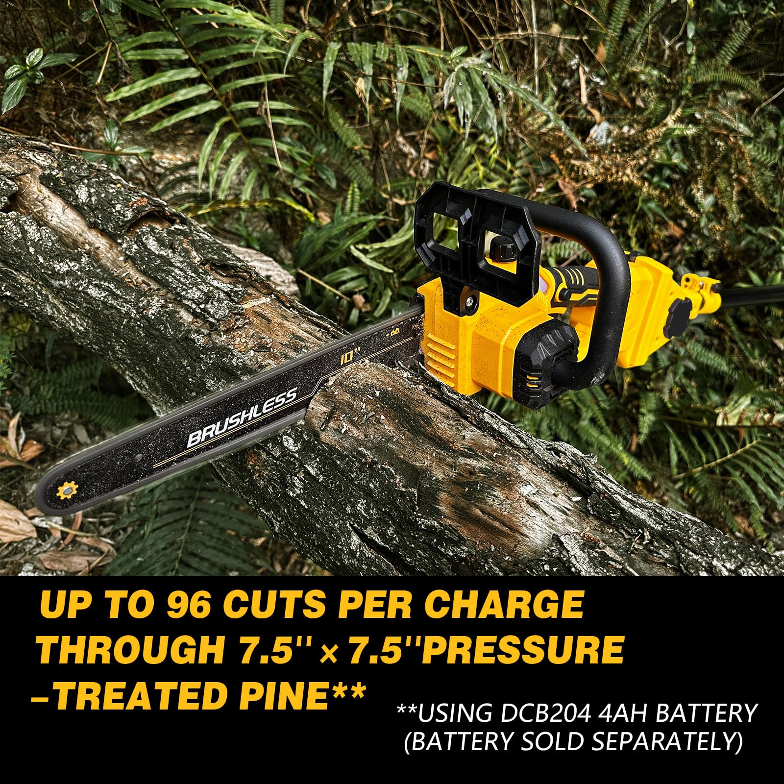 2-IN-1 Cordless 10-Inch Pole Saw & Chainsaw Compatible with DEWALT 20V MAX* Battery, Total Reach of Max 14.5ft, Electric Pole Saw for Tree Trimming Pruning (Tool Only-Battery & Charger not included)