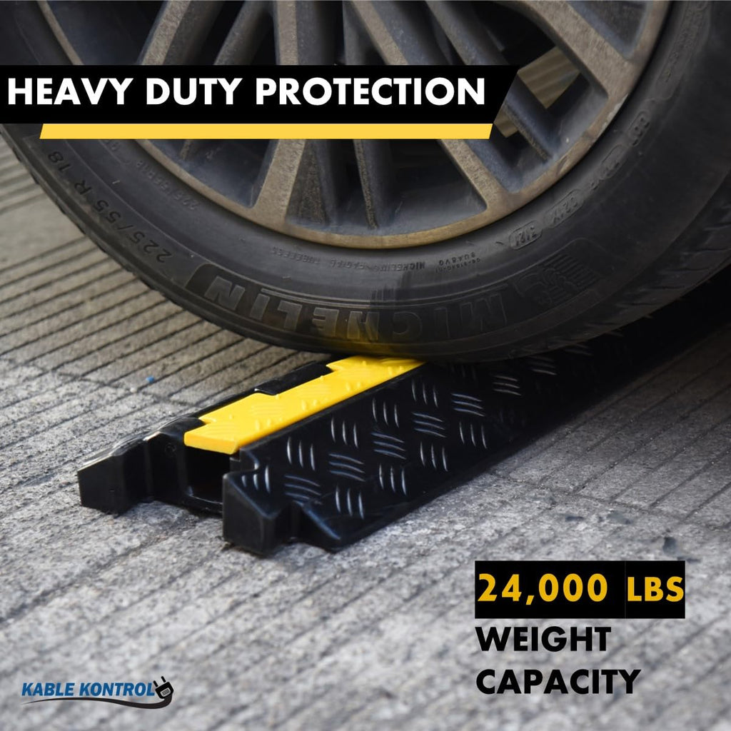 Heavy Duty 1 Channel Cable Protector Ramp Atlas CP9896 Black  Yellow 39 L 24000 Lbs