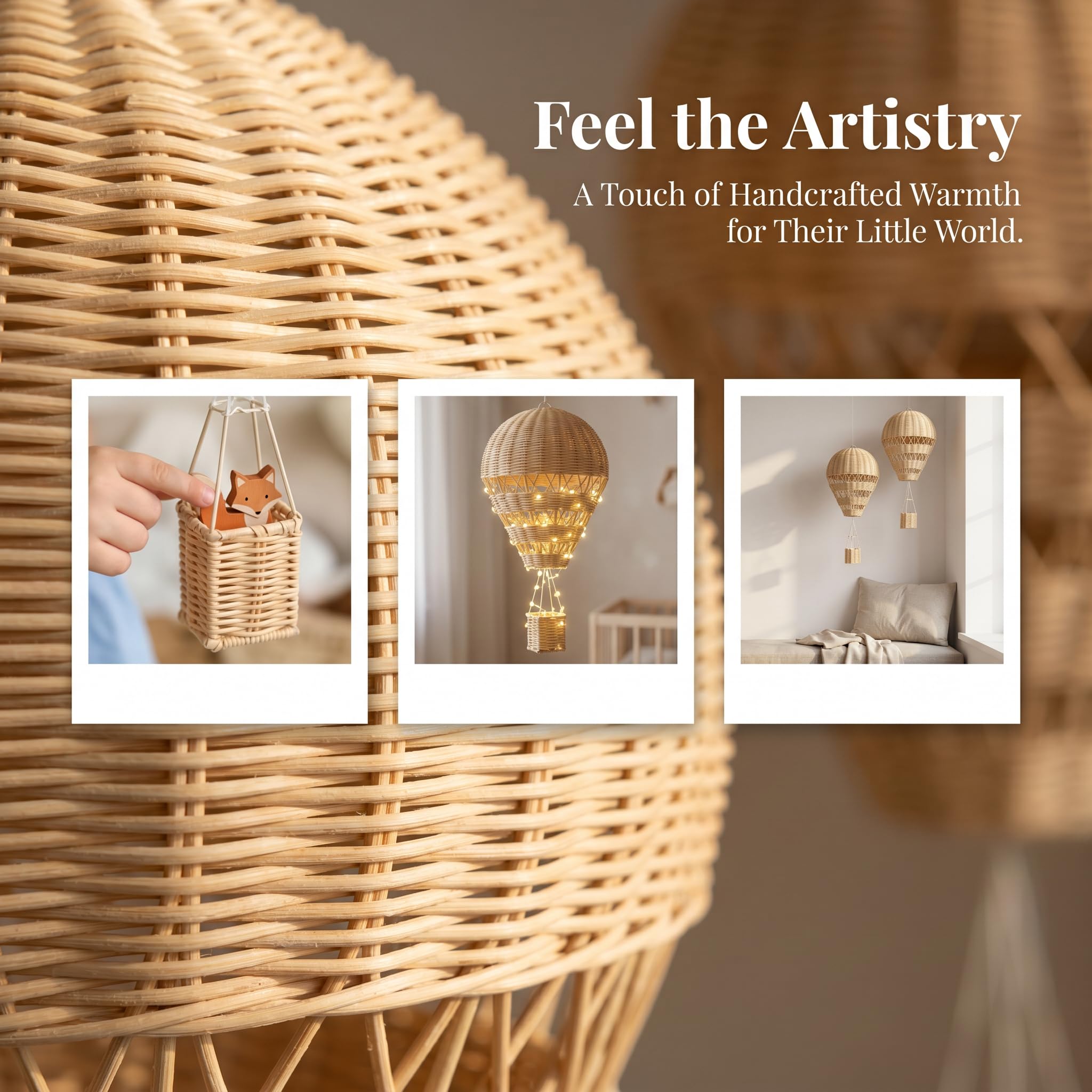 Alipis Natural Rattan Woven Hot Air Balloon Decor Delicate Kids Room Rattan Craft Retail $59.00